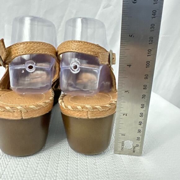 NWOB Women’s 11 B Polly Ray Slingback Brown Western Leather Wedge - Picture 5 of 14